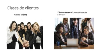 Clases de clientes
Cliente interno
"Cliente externo": tareas básicas de
la dirección
 