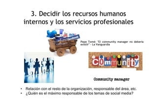3. Decidir los recursos humanos
    internos y los servicios profesionales




•   Relación con el resto de la organizació...
