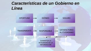 Características de un Gobierno enCaracterísticas de un Gobierno en
LíneaLínea
 