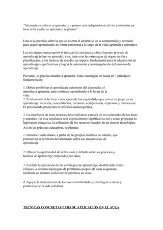 Estrategias metacognitivas en el aula | PDF