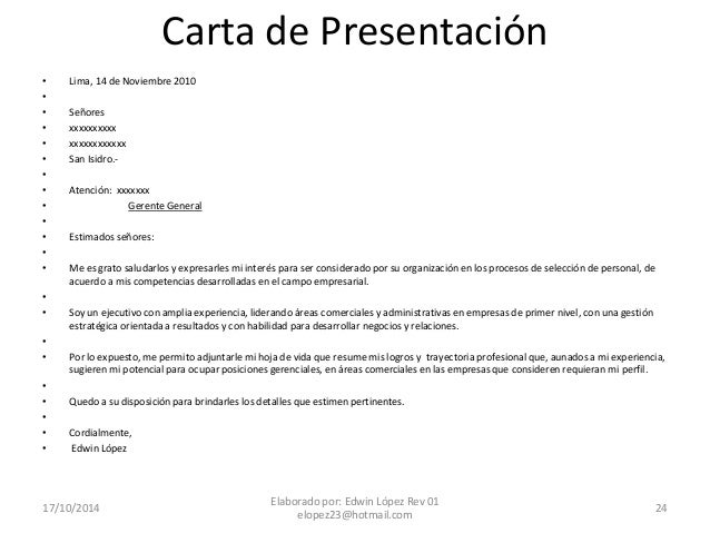 carta de presentacion para empleos