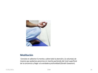 Relajación Implica aprender a relajar los músculos, para reducir la tensión muscular y la tensión psicológica.25DSM    27/01/2011