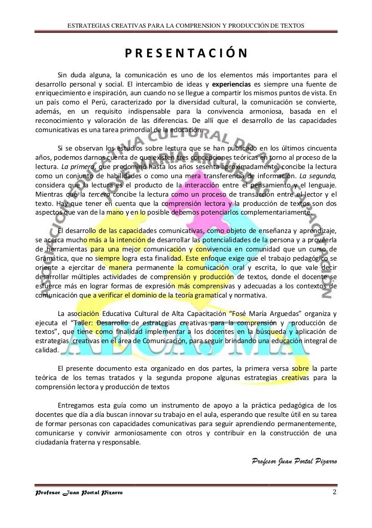 Estrategias para la comprensión y producción de textos