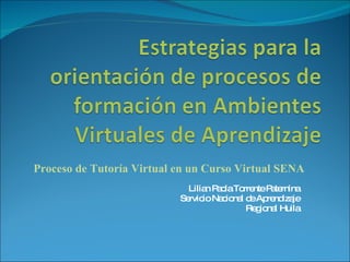 Lilian Paola Torrente Paternina Servicio Nacional de Aprendizaje Regional Huila Proceso de Tutoría Virtual en un Curso Virtual SENA 