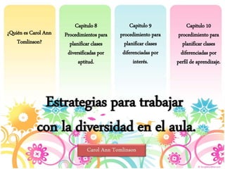 Estrategias para trabajar la diversidad en el aula. carol ann tomlinson ...