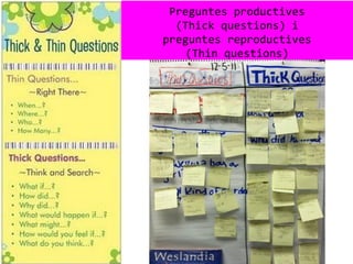 Preguntes productives
(Thick questions) i
preguntes reproductives
(Thin questions)
 