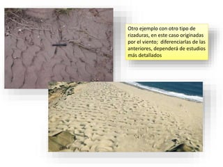 Otro ejemplo con otro tipo de
rizaduras, en este caso originadas
por el viento; diferenciarlas de las
anteriores, dependerá de estudios
más detallados
 