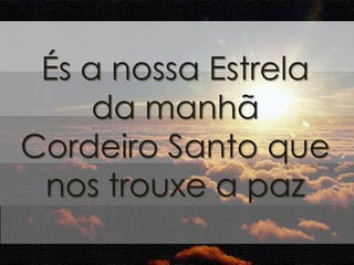 És a nossa Estrela 
da manhã 
Cordeiro Santo que 
nos trouxe a paz 
 