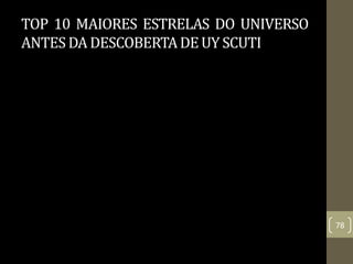 TOP 10 MAIORES ESTRELAS DO UNIVERSO
ANTESDA DESCOBERTADEUY SCUTI
78
 