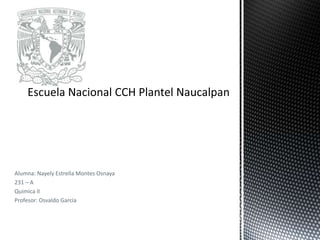 Alumna: Nayely Estrella Montes Osnaya
231 – A
Quimica II
Profesor: Osvaldo García

 