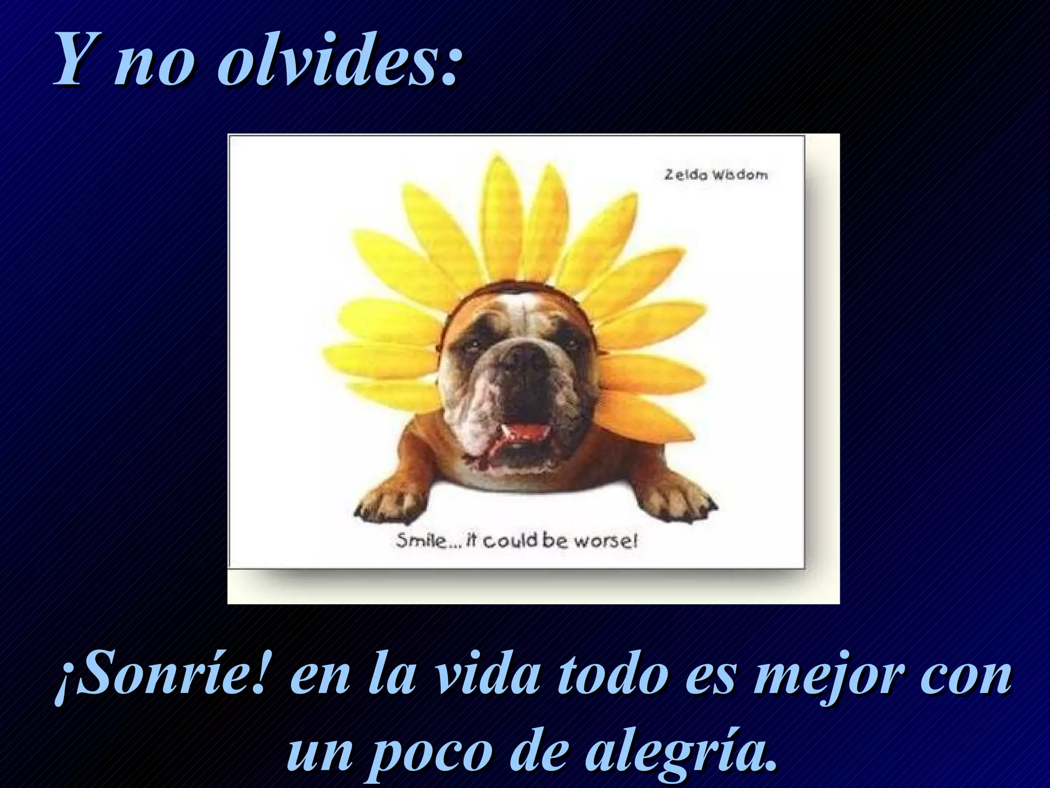 Y no olvides: ¡Sonríe! en la vida todo es mejor con un poco de alegría.