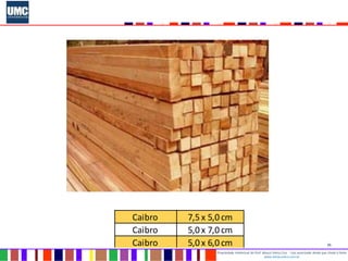 26
Propriedade intelectual do Prof. Mauro Vieira Cruz - Uso autorizado desde que citada a fonte
www.metacustica.com.br
Pranchão 15,0 x 23,0 cm
Pranchão 10,0 x 20,0 cm
Pranchão 7,5 x 23,0 cm
Viga 15,0 x 15,0 cm
Viga 7,5 x 15,0 cm
Viga 7,5 x 11,5 cm
Viga 5,0 x 20,0 cm
Viga 5,0 x 15,0 cm
Caibro 7,5 x 5,0 cm
Caibro 5,0 x 7,0 cm
Caibro 5,0 x 6,0 cm
Sarrafo 3,8 x 7,5 cm
 