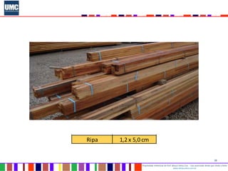 29
Propriedade intelectual do Prof. Mauro Vieira Cruz - Uso autorizado desde que citada a fonte
www.metacustica.com.br
Pranchão 15,0 x 23,0 cm
Pranchão 10,0 x 20,0 cm
Pranchão 7,5 x 23,0 cm
Viga 15,0 x 15,0 cm
Viga 7,5 x 15,0 cm
Viga 7,5 x 11,5 cm
Viga 5,0 x 20,0 cm
Viga 5,0 x 15,0 cm
Caibro 7,5 x 5,0 cm
Caibro 5,0 x 7,0 cm
Caibro 5,0 x 6,0 cm
Sarrafo 3,8 x 7,5 cm
Sarrafo 2,2 x 7,5 cm
Tábua 2,5 x 23,0 cm
Tábua 2,5 x 15,0 cm
Tábua 2,5 x 11,5 cm
Ripa 1,2 x 5,0 cm
 