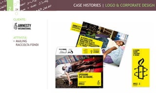 CASE HISTORIES | LOGO & CORPORATE DESIGN
242
CLIENTE:
ATTIVITÀ:
•  MAILING
RACCOLTA FONDI
 