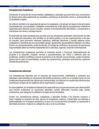 UNIDAD III - TENDENCIAS LOS PROCESOS DE CAMBIO ECONÓMICO EN LA SOCIEDAD MEXICANA
Competencias ciudadanas
Componen el conju...