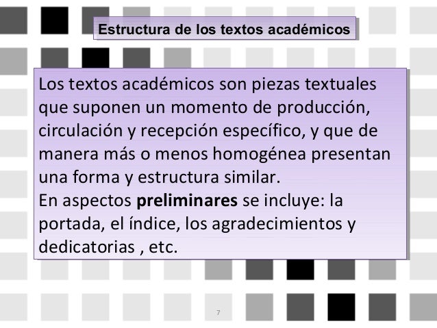 Estructura de los textos académicos