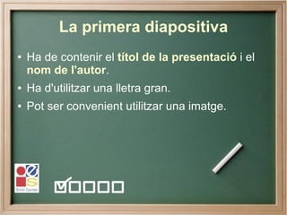 Estructura d'una presentació