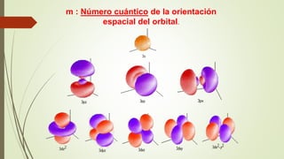 m : Número cuántico de la orientación 
espacial del orbital. 
 