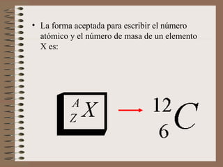 La forma aceptada para escribir el número atómico y el número de masa de un elemento X es:  