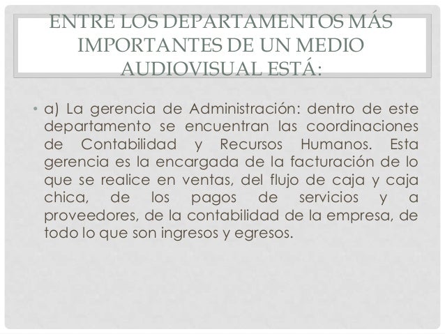 Estructura básica por departamentos en un canal de television