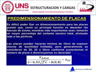 ESTRUCTURACION Y CARGAS
Ing. CIP LUZ E. ALVAREZ ASTO
ESTRUCTURANDO TU FUTURO CON SEGURIDAD Y EFICIENCIA
 