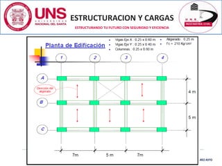 ESTRUCTURACION Y CARGAS
Ing. CIP LUZ E. ALVAREZ ASTO
ESTRUCTURANDO TU FUTURO CON SEGURIDAD Y EFICIENCIA
 