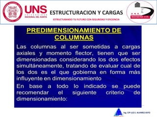 ESTRUCTURACION Y CARGAS
Ing. CIP LUZ E. ALVAREZ ASTO
ESTRUCTURANDO TU FUTURO CON SEGURIDAD Y EFICIENCIA
 