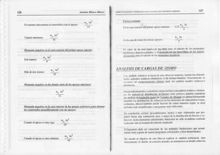 126 A tonio lllaíco l asco ETRI,CIU¡T^OO:(Y D|SLI' I:I ¡IIN''I{'NT, O¡ C-ONCRETO
ARMAD')
El exúcnro
discoDtinuo
csnDnolítico
conel apoyo:
w lnl
t4
Tmmosinteriores:
Do6tramos:
Másdedosúarnos:
l6
tloútenro ne@tivo at la cara elt¿¡ío. ¿el n¡ineraoow ¡nler¡or:
Ifnnento tteEatiu,t e :
Cuándo
elafnyoesü aviga
24
L6
Llotnento ne!.ttiw en Ia caro inte.ior le hts apows ctlerü'r¿s ttam elenel-
tos co$trúdos t onolíticdmente con sus
Cuandoel a¡)yo esunacolumnai
lir h r_.rn
cxlcriordt:lpnlntrnf¡ryon|lcrror: L15
l:r l¡ üur dc tftl)s losdcnüisnl¡)yos:
Il1 !¡k)r do In slni igurl li
t¡,sirilos)/ l!ucr,4sct
'4xnlL,
:t!!tggt!!! fú¡ cl cÍ¡cukr dc
It' !!rZ,!!Ecp.L¡a
cl tÍtlculodc l('srt!(n!l!!l!!ls
y clprnncdiodctnsluces
l;brcsdc kx Itlurloi
k¡snn'nrcutos
nc!¡liv¡'s.
4y4US!S
pE 9A894;2El!;Ua
L,' r¡rllisis sísoricos
schrce dcoruydiverslsflr:uleri$.
usxndo
hs dcnonr-
rl¡dr,sn¡ól,xlos
csuitic,s.
dir:tunicos
o ile tiü fn¡isloritt (ic¡crrlttrL'úcs!
rcúnx¡ri un conrrxrhNicn(()
clÍsticoprf:t los arÍrlisisusu¡lesesl¡ilicoso
lüic¡c dicrfcnrcnlc
¡ considcnú
carg:Lcn
base
¡ o¡u'rlisisestflicoo dioám¡
_
.('. h)s'!!4!d!4&-4!qi!C9!4-!9&!ZN trtrc Ñrticos puedcocons'dcr'Ú
lr' u,'Lri"is,r.¡g$L !ú!-$!Olc 3 rra¡losdc libc¡hd crrPlx¡rú(inclufclo
rr,rsir-xr).I¡
¡listribuci(J0
dc csiucrrcs
enlosclenrcntos
dcc¡dalórtlco{vigas'
(r,hnrrni|s,
plncrls)
limrhi(rt
pu(dclH('(r5cJe ¡ri:r' rlr:ürctuJ'cgúir
sc u'cn
nx<¡({los
mássunpliñüdos o prugmrru's
mfs clrtnr¡dos
lir ctrrclusióo,
cxistcn
'Pnrcdimicrr
tos rrcnoso ¡nás elaborados
qoc f'er
nritenh¡ccr u¡É eslillt¡citiD
p!'r o nrcjordclirdisüibüción
dc[ucrL:¡s
y cs-
tucr,()scnltl6clcnl€tlt{x
cstructuriúes
I lcrus¡rlt
t|o sólocl ¿¡¡ílisis
o mót(xlo
rcali/¡dosinolalx)ndad
delmótodo
crnpleado.
Ul ftrgcrricro
dcbcscr conscicno
dc las múltiplcslimit¿ciones
queactual-
nrcnti ticnca ¡csü dc usarse
progr¡rnas$nsücxdosy bicndesffroll¿dos-
No sicodocl ohjctivod. estclibrocl cxplic¡rcl análisis
eslructural'
slno
hÍlic'¡Incnlc cl distño cttcu cretoann¡do,noenrarcmosendciallcsobrclos
 