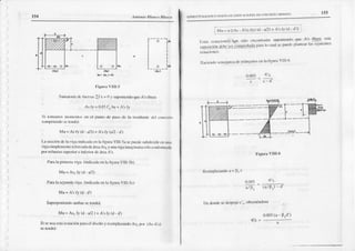 154 Antonio llktdco Rlasco ESTRrrcn!¡.^ctoN Y lXstlv) |tEliDlFlc'ac¡(tN6 DEC¡NCI¡EÍO
^RrlAtf)
),,
)
,)
l
)
)
')
)
)
)
)
)
I
)
f--ó-1"
ti
ll
ll
*!!
tl
, l-__:___jo
l.'iÉúr¡'tl¡-5
Sunüt0rh dc fucr.:rs:l:x = 0 y sr¡fx icndoqu! A s tlu-¡:r
As lY= 0-85l' ba+ A  IY
Si ¡narx¡s nxnnc|fos fl cl pünto dc pny, dc l¡ rLaütür c dct ()¡rrcl(l
('(trtpri'niú'sr lcr¡lci:
,lu= Asfy (d,:¿)+ Al fy (a¿- d,
l-á scccirí dc|: vig¡ indici¡d;tcn h fisur¡ VIII-5a scnocdcsubdividirc u|ltl
vi-q¡sinplcmcrtc rülirr¿:d:rd! :in-r
^sl
y unavig.ri¡rürgil¡úii¡si¡r)crurfor¡nrda
fx¡f refücr¿t)su¡rcri¡)f
c iotcri(r dcfrc¡ A s.
I,aral¡ prinrcft vig:r (indic.rd¡cnla fisur¿VIII-5b)
Mu = As¡Iy (d - a/2j
Paf¡ lasc-qündi
vigt¡ {núi(:rda enl¡ figoraVIII-5G)
Mü = A'.fy (d - d')
Supcq¡ricndo arnhas
sc(endni:
Mu= Astfy(d,a/2)+A'sfy(d-d)
Si scusrtsk ecü:rci(hFr¡¡ cl discr'io
y rcc¡¡¡ntaz¡rüoAsl F)r (As,A'.s)
I Mu ol(As-A's)llv){tt-¡¿)+Aslvlti t'l)l'
Iistrs c('llnei.nt* lun sllo cot('rfr:ühs süF nirxrdo qtl(:
^'s
lrlIj! csut
ii.S.üü¡--it ¡tt n¡rr:rli' cu¡tlsc pucdcplÚtciÚ l¡$ sisuicrrcs
Ilrlcictxlo
slancinnade
triírngubsc lallgür:rVIII{
0.m3 e s
c c -d'
+----r---{
Rccmpl¡aÍdo¿=Plc
Figur¡ V¡lI-ó
TJq-T
0.003
(a- Prd')
a*= -- u-
0.(n3
"tgt
Dc doodescdcspcj¡e'.' obtenrérdr6e
 