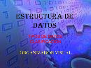 ESTRUCTURA DE DATOS TIPOS DE DATOS: CLASIFICACION ORGANIZADOR VISUAL 