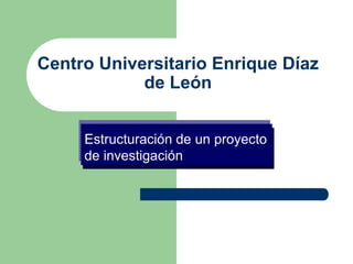 Centro Universitario Enrique Díaz
            de León


     Estructuración de un proyecto
     de investigación
 