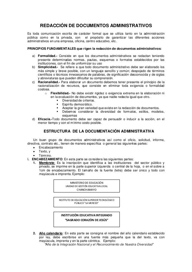 Estructura de la documentación administrativa