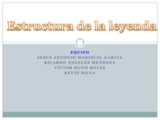 EQUIPO
JESÚS ANTONIO MARISCAL GARCÍA
  RICARDO ÁNGELES MENDOZA
      VÍCTOR HUGO ROJAS
         KEVIN SILVA
 