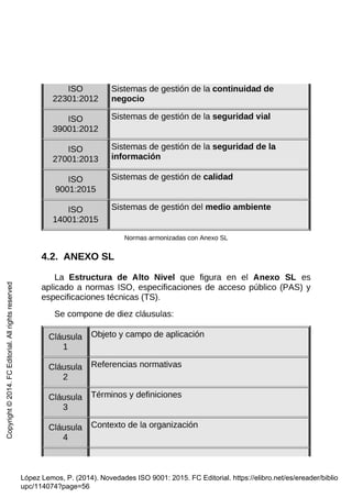 Estructura de la norma iso 9000 de 2015 | PDF