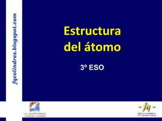 fqcolindres.blogspot.com


                           Estructura
                           del átomo
                             3º ESO
 