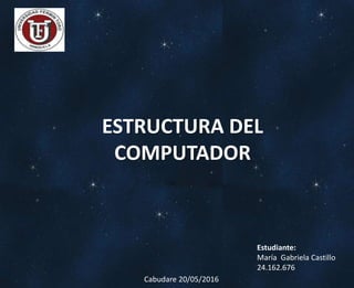 ESTRUCTURA DEL
COMPUTADOR
Estudiante:
María Gabriela Castillo
24.162.676
Cabudare 20/05/2016
 