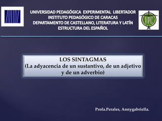 LOS SINTAGMAS
(La adyacencia de un sustantivo, de un adjetivo
y de un adverbio)
Profa.Perales, Annygabriella.
 