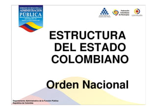 ESTRUCTURA
DEL ESTADO
COLOMBIANO
Orden Nacional
Departamento Administrativo de la Función Pública
República de Colombia
 