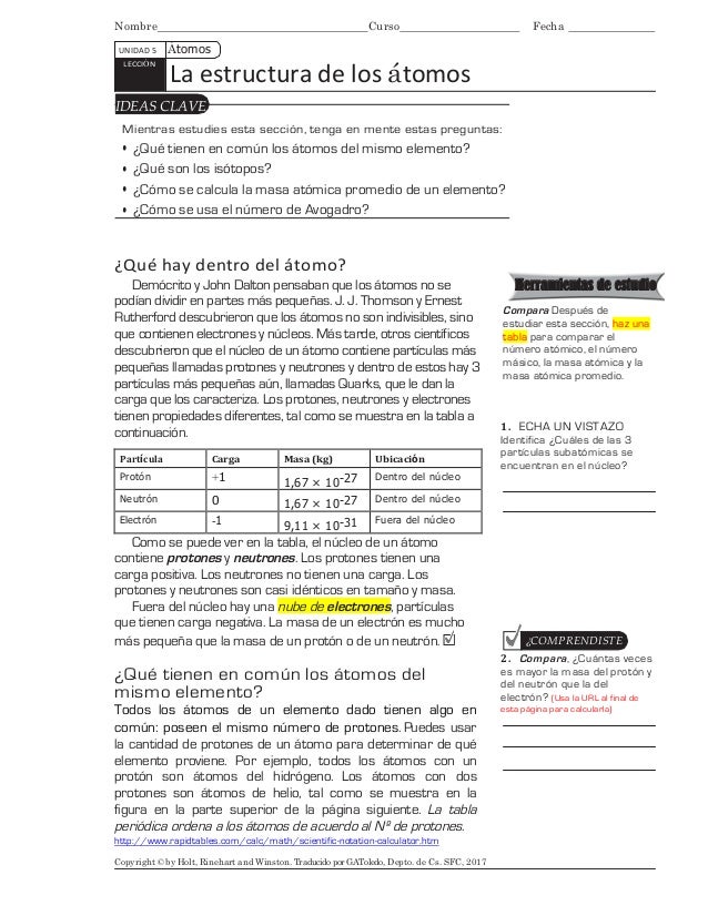 Estructura De Los Tomos Unidad 5 Parte 3 Gu A Para 8