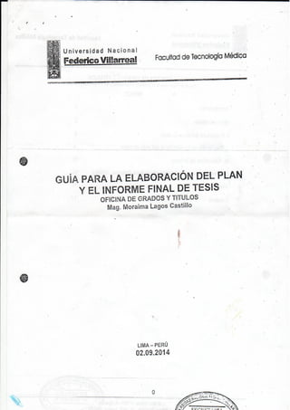 Estructura del plan de tesis unfv