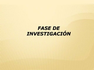 FASE DE 
INVESTIGACIÓN 
 