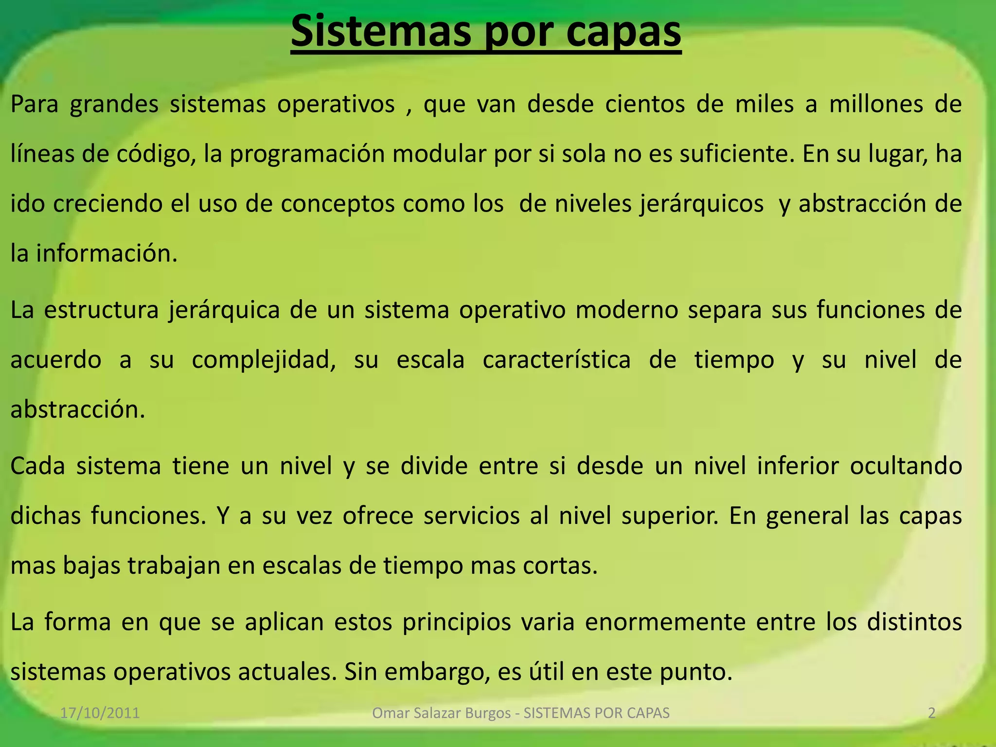Estructura del sistema_operativo - Sistemas por Capas | PPTX ...
