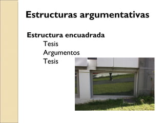 Estructuras argumentativas Estructura encuadrada Tesis Argumentos Tesis 