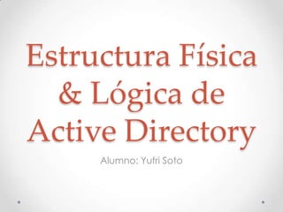 Estructura Física
& Lógica de
Active Directory
Alumno: Yufri Soto
 