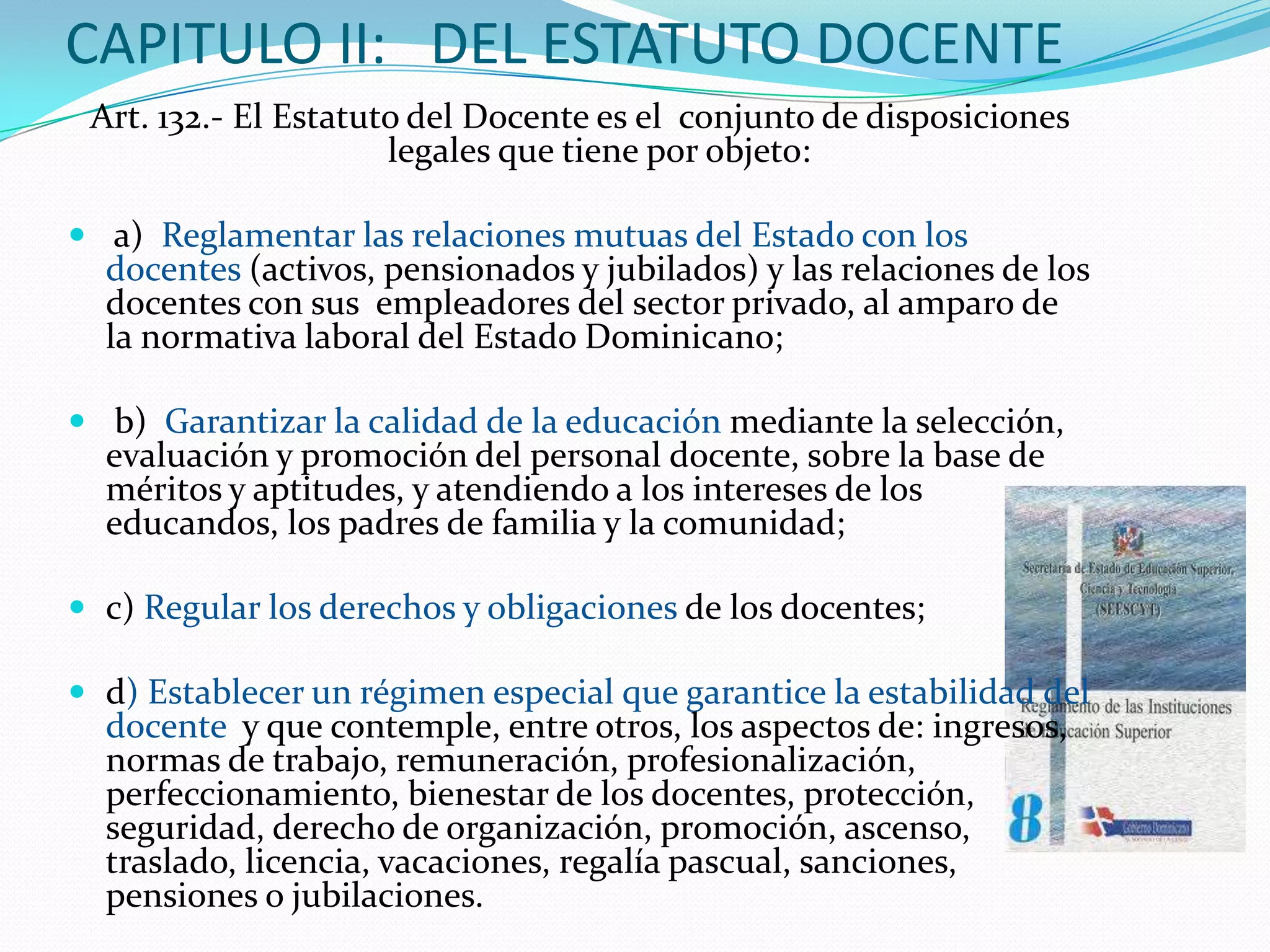 Estructura General de la Ley de Educación 66 97 República Dominicana | PPTX