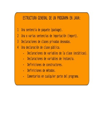 Estructura general de un programa en java | PDF