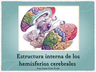Estructura interna de losEstructura interna de los
hemisferios cerebraleshemisferios cerebrales
Ana Laura Cruz ÁvilaAna Laura Cruz Ávila
 