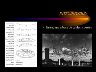 INTRODUCCIÓN
• Estructura a base de cables y postes
 