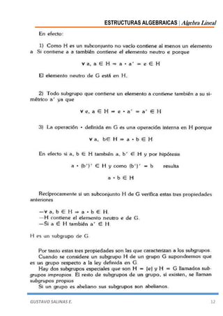 ESTRUCTURAS ALGEBRAICAS | Algebra Lineal
GUSTAVO SALINAS E. 12
 
