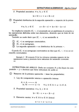 ESTRUCTURAS ALGEBRAICAS | Algebra Lineal
GUSTAVO SALINAS E. 16
 
